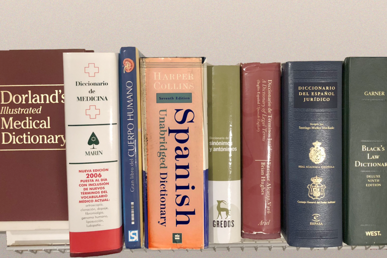Spanish/English medical and legal reference books